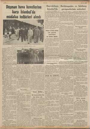    ULUS Düşman hava kuvetlerine karşı İstanbul'da müdafaa fedbi Başvekilimiz İstanbul'da. üüü diy 15.8.1939 Berhtesgaden ve