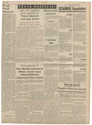  2.8.1939 Büyük tazyik manevrası 1. inci sayfada, İngiliz — Japon görüşmelerinin yeniden başlıyabilmesi için Tokyo hükümeti