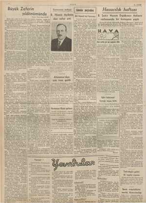      ULUS 31.8 1939 Havacılık haftası , AAAMAANAN "— aranın Bir kopuk kol hatırası | B. Şakir Hazım Erotlimien Ankara...