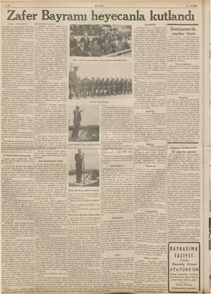    ULUS 31-8 1939 Zafer Bayramı heyecanla kutlandı (Başı 1. inci sayfada) ye ile dolu bekli ik B. Naşit Uluğ, Türk Hav; Di EE
