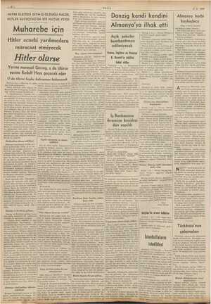    ULUS 2-9. 1939 Danzig kendi kendini NEFER ELBİSESİ GİYMİŞ OLDUĞU HALDE, HİTLER RAYHŞTAG'DA BİR NUTUK VERDİ için Almanya...