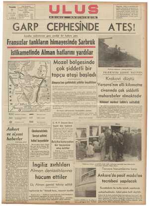  ]—Peııemhe 7 EYLÜL 1939 I_ srıîıfğuş Çankırı Caddesi, | Telgraf: Ul TELEFON Mücssese Müdür B Ulus Basımevi Ankara | Ankara