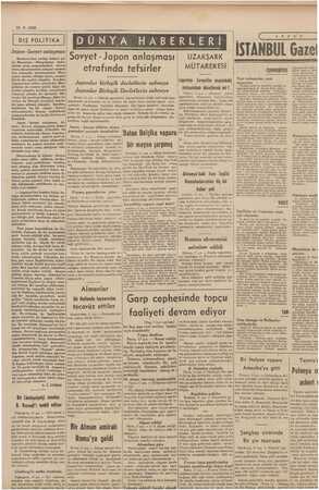    18-9. 1939 DIŞ POLİTİKA Japon -Sovyet nir e veril: bere gö- Sovyet - Japon anlaşması re, Man: © Mangan me — .. > dunda uz