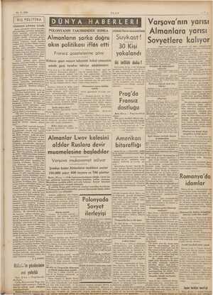 24 9.1939 DIŞ POLİTİKA DÜNYA POLONYANIN TAKSİMİNDEN SONRA Almanların şarka doğru akın politikası iflâs etti Fransız...