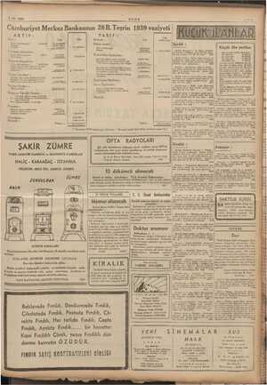    1-11. 1939 AKTİF: Kasa ; Lira Altin: Safi kilogram 15.500,313 21.802.430,68 Bankane 14.607.100, 1.552.870,13 Dehildeki...