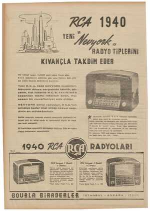    YENi Her keseye uygun muhtelif çeşit radyo lüzum eder. R.C.A. radyolarının, pahalıları gibi, ucuz fiatlıları dahi, yük- sek