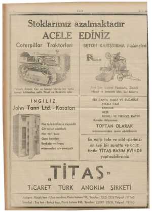    e z i ULUS 12.11.1931 KEİ ET Stoklarımız azalmaktadır ACELE EDİNİZ Caterpillar Traktörleri | BETON KARIŞTIRMA Makineleri