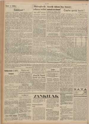       e m GU 4” 12 - 1939 İnsan ve küllür; Mekteplerde | Kayseride köylünün Edebiyat ! rejimi Ekonomisi : Cephe gerisi harbi