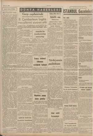  : 18. 12 - 1939 ULUS DIŞ POLİTİKA Kont akal nutku Italya Hariciye Vekili B. le Me Londra, | yağeikile; B. Çemberleyn'i ve a