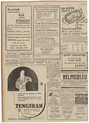    EN m — - : m si ULUS 25-12-1939 LE Sümer Bank Birlesik pamuk ipliği ve : . ei : Ka ra bü k Dokuma Fabrikaları müessesesi