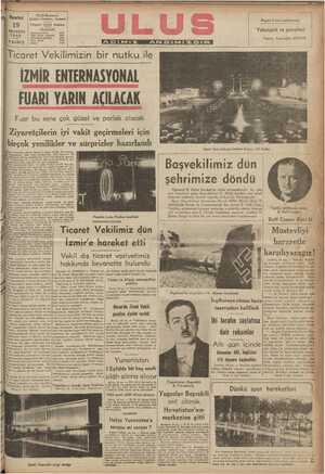    p | | y ULUS Basımevi | Pazarlesi —| Çankırı Caddesi, Ankara İ 19 | Telgraf: ULUS Ankara asustos | aa TELETON 1940 Yazı...