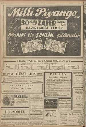    DAA ASARAK ARAKAN Ka rannnrnadannıiz AĞUSTOS 1940 7 A FED! BAYRAMI HAZIRLADIĞI TERTİP. Türkiye: kö ea İı Diğer malların...