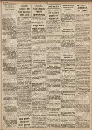         6-9. 1940 ULUS HİTLER ANTONESK ; , LAVAL . N istan Cos rotimika || PS İL sayi yea ” Führer'in hiddeti İngiltere'yi 400