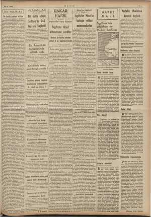  25-9-1940 U LövuUşu ALMANLAR Bir hafta içinde İniltere'de 265 tayyare kaybetfi POLİTİKA De Gaulle sahneye afılıyor Bir...