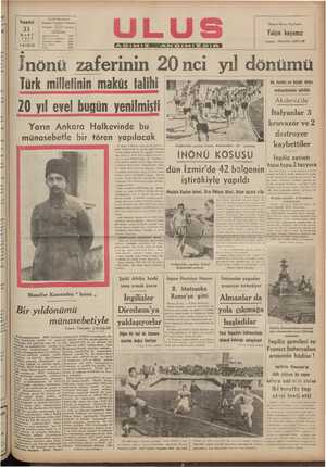      "mı. l ULUS Basımevi Çankırı Caddesi Ankara e) | : ULUS Ankara I Pazarlesi l 31 Telgrat İ'ELEFÜN UBT kiziaa ” " ee 1941