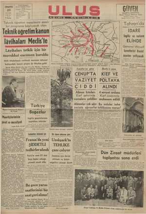    ULUS Basımevi Çankırı Caddesi, Ankara Telgraf: ULUS Ankara l Telefon arrlrlik ymaeresi | 20 EYLÜL 1941 ı Başını! L Katuş