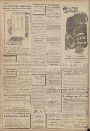    7nci tertip 3 üncü çekiliş plânı Bu piyango 7,10.941 de Afyon'da çekilecek —. ULUS 1/10/1941 P.T. ve Telefon U, Md. Satılık