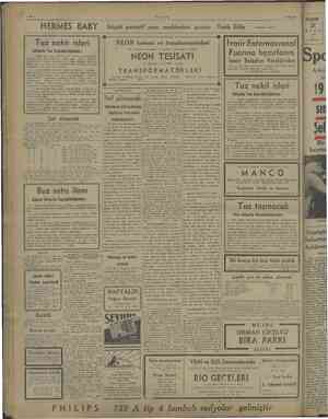  YEM 19/5/1948 HERMES BABY küçük portatif yazı Tuz nakii işleri İnhisarlar Van Başmüdürlüğünden : NEON rinde sökülmesi alcıya
