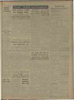  15/1/1944 İTALYA'DA | Müttefikler | Floransa'ya 30 klometede a, da Mi ler unlumi  karargahının” tebliği: | şinet Orduya bağlı