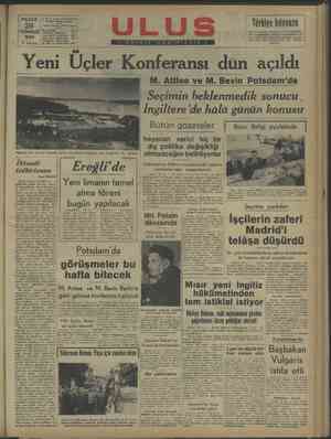    G.E. ULUS Mürasrsrel Çankırı Caddesi “Ankar; | Telgraf süresi: ULUS Ankara ei . TEMMUZİ w& 1945 PAZAR yazarlık. “ lessese -