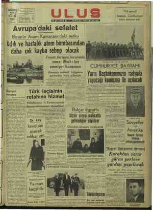  A 7 1945 İ MW J ği mii alli Türk genci! 4 3 | Tolgrat sareği; ULUS Ankara 100p | üren tlüdürlüğü yi Atatürk, Cumhuriyeti | |
