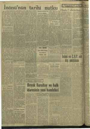    —1— ULUS 11/5/1946 İnönü'nün tarihi nutku Memleketimizin politika durumu Önder'i dinlerken yi C. HK. Partisi ve iktidar...