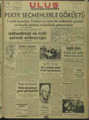      PAZARTESİ Telgraf Adr “ Mi | m | 1946 10 KURUŞ O.HP, ULU! Çankır : 8 MÜESSENEN Jaddesi Ankara Ba is ARALIK Yan “izleri