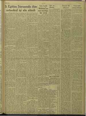    (45) 10/12/1946 ULUS 3. Eğitim Şürasında dün işi ele alındı & Başı 1. inci Sayfada | Şacak kabiliyette olacaktır. Kültür a