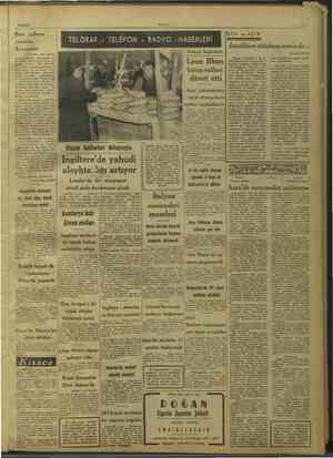    8/1/1947 Bazı yabancı all) Fransız Başbakanı TELGRAF « TELEFON « RADYO yayınlar karşısında an b ie EN n li ürk; Leon Blum
