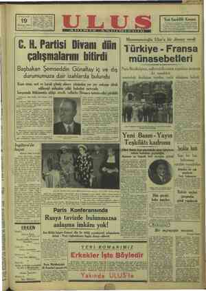    me annneza C, H. P, Ulus Müessesesi Çankırı Caddesi — 'Ankara Telgraf : Ulus — Anka: PAZAR Baryasanl kipliğ dü e ran 1 1949