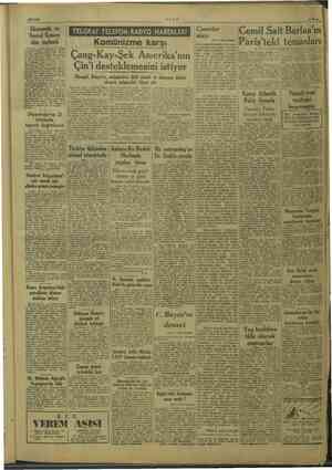    6/7/1949 ULUS TELGRAF-TELEFON-RADYO HABERLERİ Komünizme karşı Beyuela'nin dahli land ile miş Milletler Ekonomi ve Sosya...
