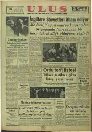  PAZARTESİ Ağustos 1949 Yıl: 29 - No: 10113 28 a.a. — Cuml İnihü beraberlerinde Bayan la e sehri Dr. Kemal Satır, Tarım Bakanı