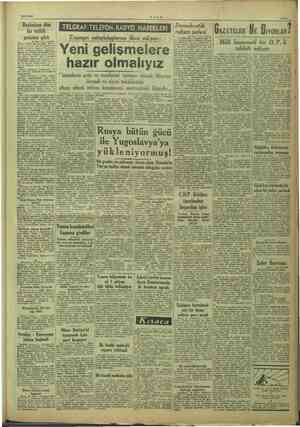    30/8/1949 ULUS Başbakan dün bir tetkik gezisine * Vedat Dicleli da e e e le m ile bir o erle yaj ımı himaye ve inkişâfı çeş