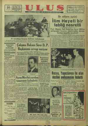 Ulus Gazetesi 30 Eylül 1949 kapağı