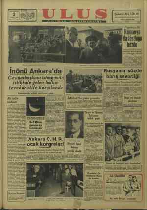 Ulus Gazetesi 3 Ekim 1949 kapağı
