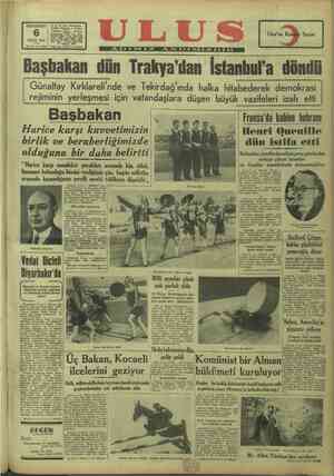 Ulus Gazetesi 6 Ekim 1949 kapağı