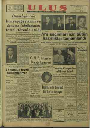 Ulus Gazetesi 11 Ekim 1949 kapağı