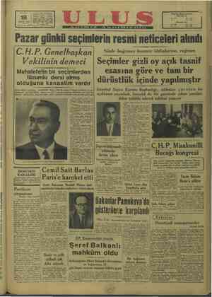 Ulus Gazetesi 18 Ekim 1949 kapağı