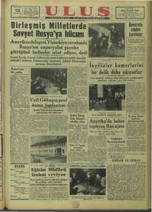 Ulus Gazetesi 23 Ekim 1949 kapağı