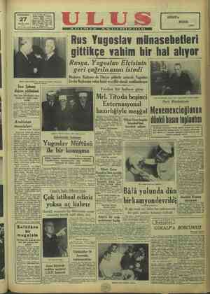 Ulus Gazetesi 27 Ekim 1949 kapağı
