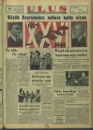 Ulus Gazetesi 29 Ekim 1949 kapağı