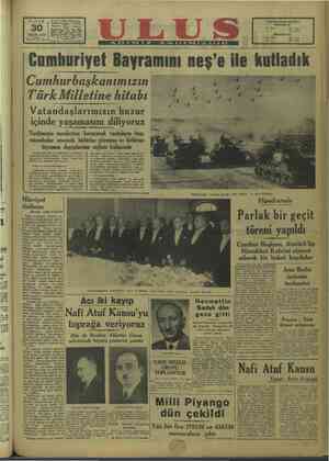 Ulus Gazetesi 30 Ekim 1949 kapağı