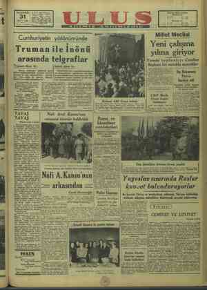 Ulus Gazetesi 31 Ekim 1949 kapağı