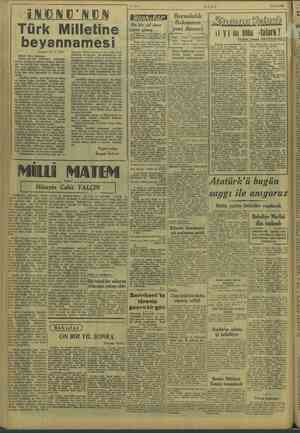     —i— ULUS 10/11/1949 Bayındırlık Bakanının yeni demeci İNONU'NUN | Türk Milletine İle il ya mm oldu “tatirk? ' |; a Mü iğ >