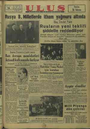 Ulus Gazetesi 16 Kasım 1949 kapağı