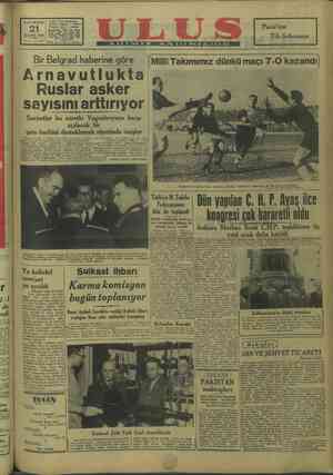 Ulus Gazetesi 21 Kasım 1949 kapağı
