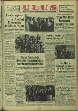 Ulus Gazetesi 23 Kasım 1949 kapağı
