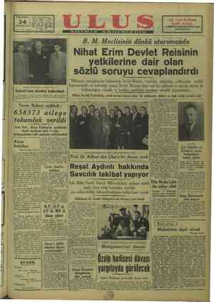 Ulus Gazetesi 24 Kasım 1949 kapağı