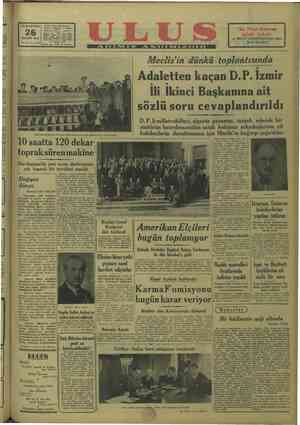 Ulus Gazetesi 26 Kasım 1949 kapağı