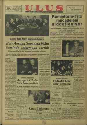 Ulus Gazetesi 30 Kasım 1949 kapağı